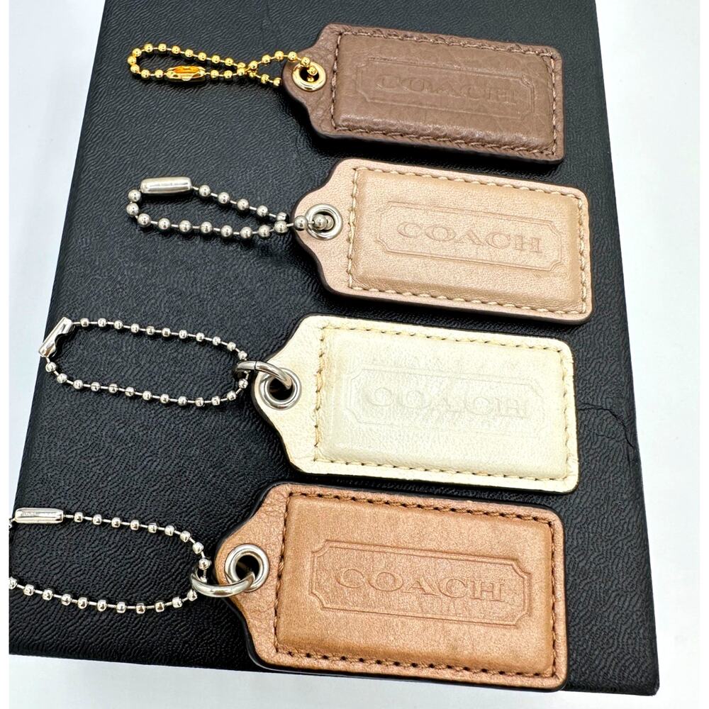 Coach Leather Hangtags Lot of 4 – Brown, Tan, Champagne & Cream